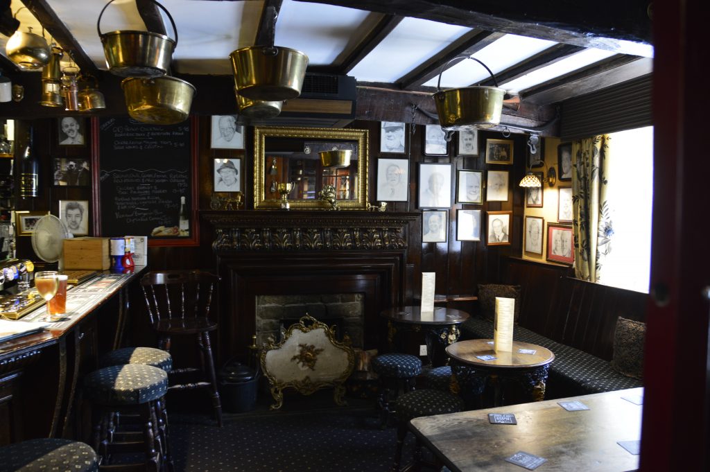 Rich dark woods dominate the pub at the George and Dragon Inn