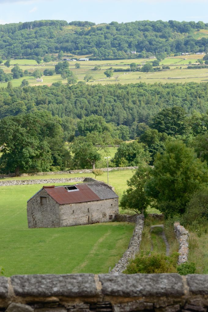 Yorkshire dales fields are crisscrossed with stone fences and farms