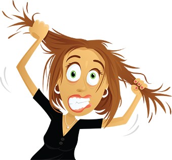Frazzled woman pulling out her hair needs stress management